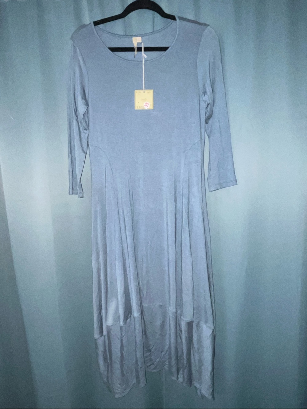 Comfy USA Long Sleeve cotton Dress Classic Scoop Neck